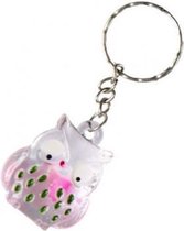 sleutelhanger uil 3,5 cm transparant