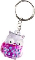 sleutelhanger uil 3,5 cm roze