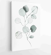 Canvas schilderij - Watercolor eucalyptus dusty green leaf plant herb spring flora isolated on white background -  Productnummer 1499619767 - 80*60 Vertical