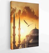 Canvas schilderij - Illuminated turkish Blue Mosque in the period of Ramadan, Istanbul -  Productnummer 1296095188 - 40-30 Vertical