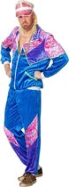 Wilbers & Wilbers - Retro Trainingspakken - Jogging 80s Pink Trainer - Man - Blauw - Maat 60 - Carnavalskleding - Verkleedkleding