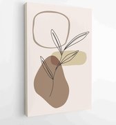 Canvas schilderij - Foliage line art drawing with abstract shape. Abstract Plant Art design for print, cover, wallpaper, Minimal and natural wall art. 2 -    – 1810924393 - 115*75