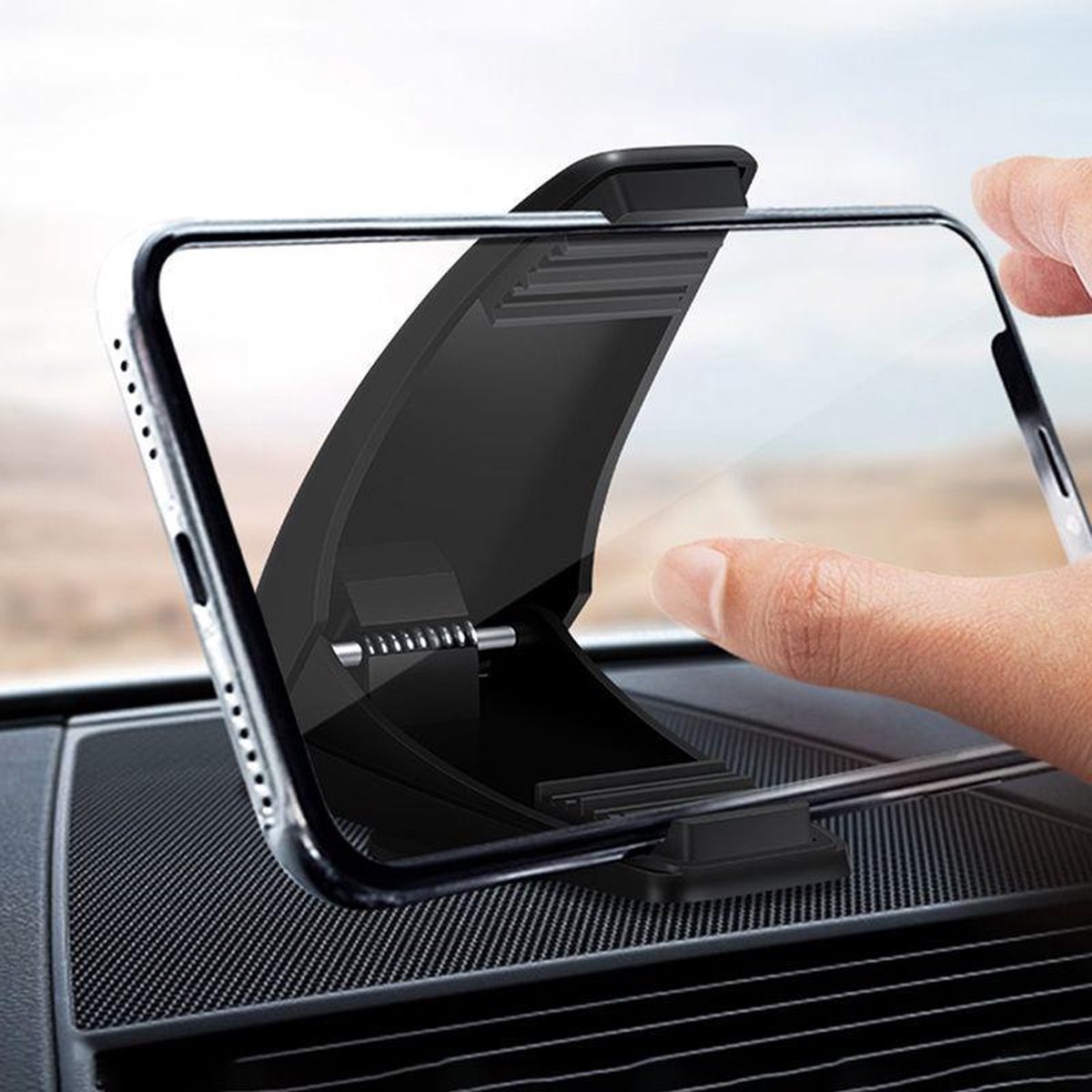 Mobigear Telefoonhouder Auto Dashboard | Mobigear Stone Klem Universeel - Zwart