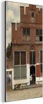 Wanddecoratie Metaal - Aluminium Schilderij Industrieel - Het straatje - Johannes Vermeer - 40x80 cm - Dibond - Foto op aluminium - Industriële muurdecoratie - Voor de woonkamer/slaapkamer