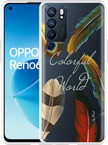 Oppo Reno6 5G Hoesje Feathers World - Designed by Cazy