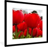 Fotolijst incl. Poster - Close-up van rode tulpen - 40x40 cm - Posterlijst