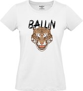 Ballin Est. 2013 - Dames Tee SS Tiger Shirt - Wit - Maat XS