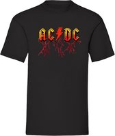 T-Shirt red orange ACDC - Black (S)