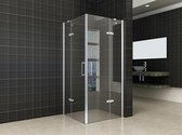 Klea Corner Hoekinstap Douchecabine 2 Draaideuren Met Chroom Profiel 90x90x200cm 8mm Antikalk Veiligheidsglas Met NANO Coating