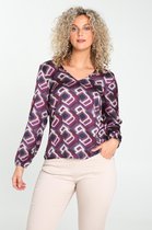 Cassis - Female - T-shirt in twee stoffen met seventies print  - Bordeaux