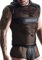 Wetlook & mesh Men's sleeveless - Black - Maat 2XL