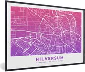 Fotolijst incl. Poster - Stadskaart - Hilversum - Paars - 60x40 cm - Posterlijst - Plattegrond