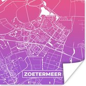 Poster Stadskaart - Zoetermeer - Nederland - Paars - 75x75 cm - Plattegrond
