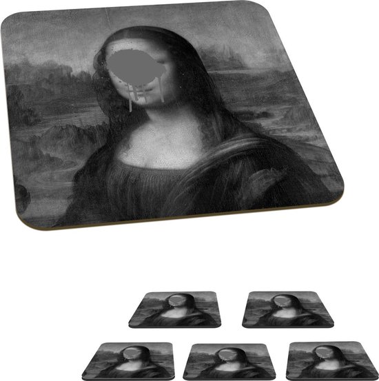 Hulpeloosheid Ja Bedoel Onderzetters voor glazen - Mona Lisa - Leonardo da Vinci - Zwart - Wit -  10x10 cm -... | bol.com