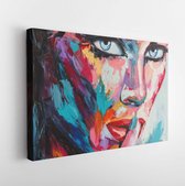 Canvas schilderij - Oil painting on canvas from "colorful emotions" series, a fantasy woman portrait -     511595950 - 40*30 Horizontal