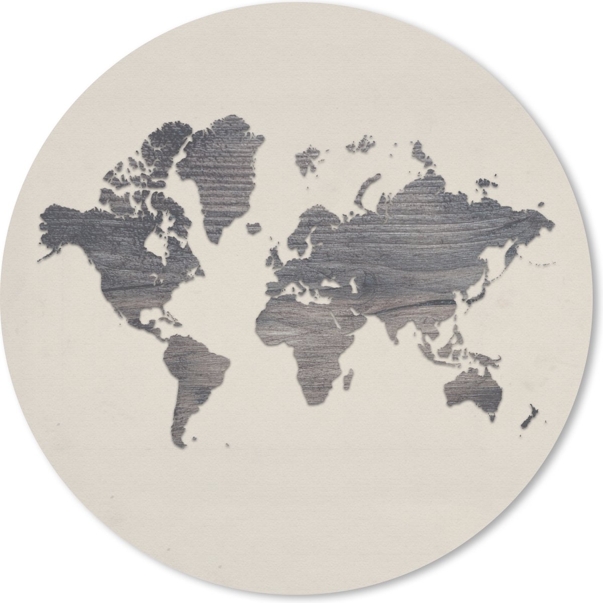 Muismat rond 20x20 cm - Mousepad Wereldkaart - Hout - Beige - Ronde muismatten