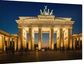 Verlichte Brandenburger Tor op een Berlijnse avond - Foto op Dibond - 60 x 40 cm