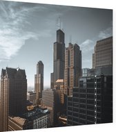 Sears Willis Tower in de kenmerkende skyline van Chicago - Foto op Dibond - 60 x 60 cm