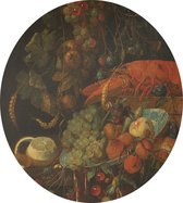 Stilleven met vruchten en een kreeft, Jan Davidsz. de Heem - Foto op Dibond - ⌀ 40 cm