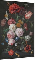 Stilleven met bloemen in een glazen vaas, Jan Davidsz. de Heem - Foto op Dibond - 60 x 90 cm