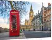 Rode Britse telefooncel voor de Big Ben in Londen - Foto op Dibond - 60 x 40 cm