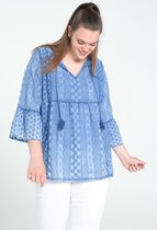 Paprika Dames Katoenen blouse met Engels borduurwerk - Outdoorblouse - Maat 44