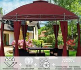 ElJardin - Rond Partytent - 350 cm - Waterdicht Dak - Wanden - Insectennet - Solar - Bordeaux Rood Paviljoen