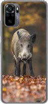 Geschikt voor Xiaomi Redmi Note 10 hoesje - Wild dier - Bos - Herfst - Siliconen Telefoonhoesje