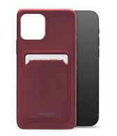 Mobilize Rubber Gelly Card Telefoonhoesje geschikt voor Apple iPhone 12/12 Pro Hoesje Flexibel TPU Backcover met Pasjeshouder - Bordeaux