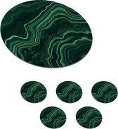 Onderzetters voor glazen - Rond - Marmer - Groen - Gouden - 10x10 cm - Glasonderzetters - 6 stuks