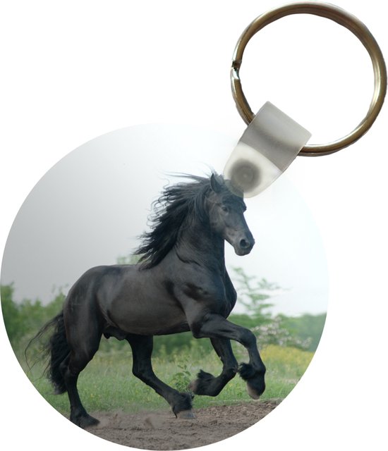 Sleutelhanger - Paard - Zwart - Natuur - Plastic - Rond - Uitdeelcadeautjes