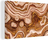 Canvas Schilderij Marmer - Gouden - Cirkel - 30x20 cm - Wanddecoratie