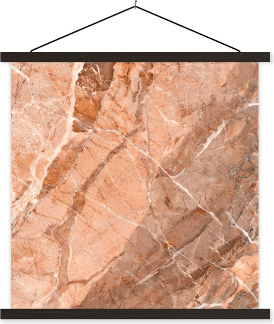 Porte-affiche avec affiche - Affiche scolaire - Oranje - Wit - Granit - Pierres - 40x40 cm - Lattes noires