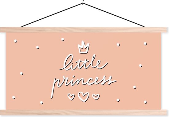 Posterhanger incl. Poster - Schoolplaat - Quotes - Spreuken - Little princess - Kinderen - Kids - Baby - Meisje - 150x75 cm - Blanke latten