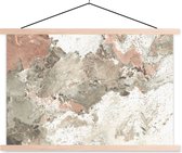 Posterhanger incl. Poster 120x80 cm - Schoolplaat - Wit - Graniet - Keien - Textielposter - Blanke latten