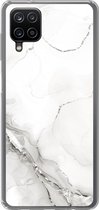 Geschikt voor Samsung Galaxy A12 hoesje - Marmer print - Wit - Patronen - Siliconen Telefoonhoesje