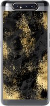 Geschikt voor Samsung Galaxy A80 hoesje - Goud - Verf - Abstract - Zwart - Siliconen Telefoonhoesje