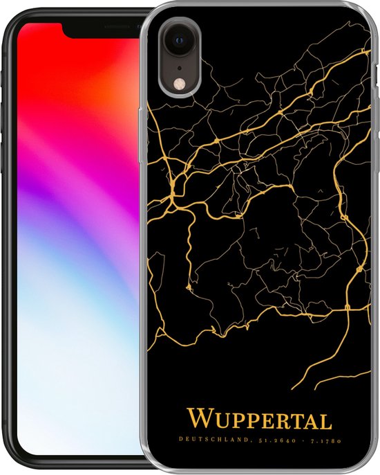 Coque pour iPhone XR - Wuppertal - Carte - Or - Coque de téléphone en Siliconen