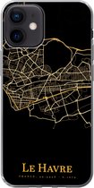 Geschikt voor iPhone 12 hoesje - Le Havre - Kaart - Goud - Siliconen Telefoonhoesje
