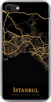 Geschikt voor iPhone 8 hoesje - Istanbul - Kaart - Goud - Siliconen Telefoonhoesje