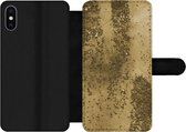 Bookcase Geschikt voor iPhone XS Max telefoonhoesje - Goud - Glitter - Structuur - Met vakjes - Wallet case met magneetsluiting