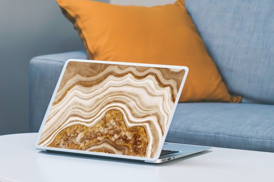 Sticker ordinateur portable - 14 pouces - Marbre - Marron - Ligne