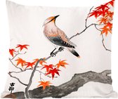 Sierkussens - Kussentjes Woonkamer - 45x45 cm - Vintage - Vogel - Boom - Japanse esdoorn