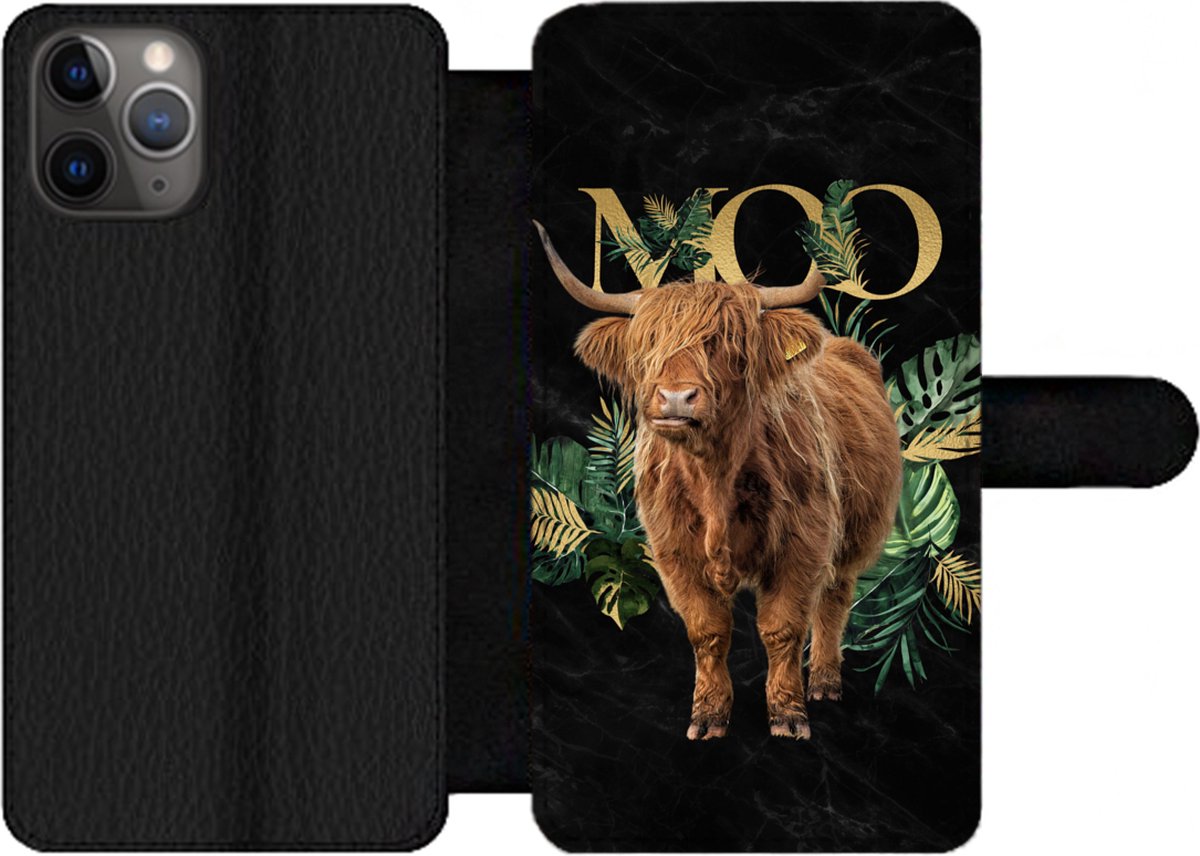 Telefoonhoesje Geschikt voor iPhone 11 Pro telefoonhoesje - Spreuk - Schotse hooglander - Planten - Met vakjes - Wallet case met magneetsluiting