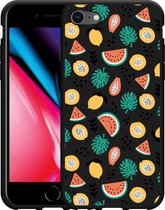 iPhone SE 2020 Hoesje Zwart Tropical Fruit - Designed by Cazy