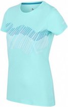 T-shirt Fingel V Graphic dames polyester aqua maat 46