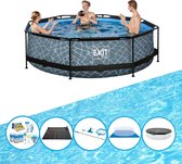 EXIT Zwembad Stone Grey - Frame Pool ø300x76cm - Inclusief accessoires