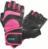 fitness-handschoenen Donna leer/mesh zwart/roze maat M