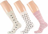 sokken Fashion dames katoen 3 paar maat 35/38