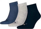 sokken Quarter Training zwart/grijs/blauw 3 stuks mt 39-42